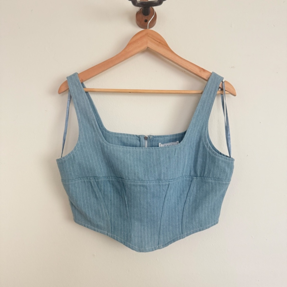 Sage denim corset top size medium with tags